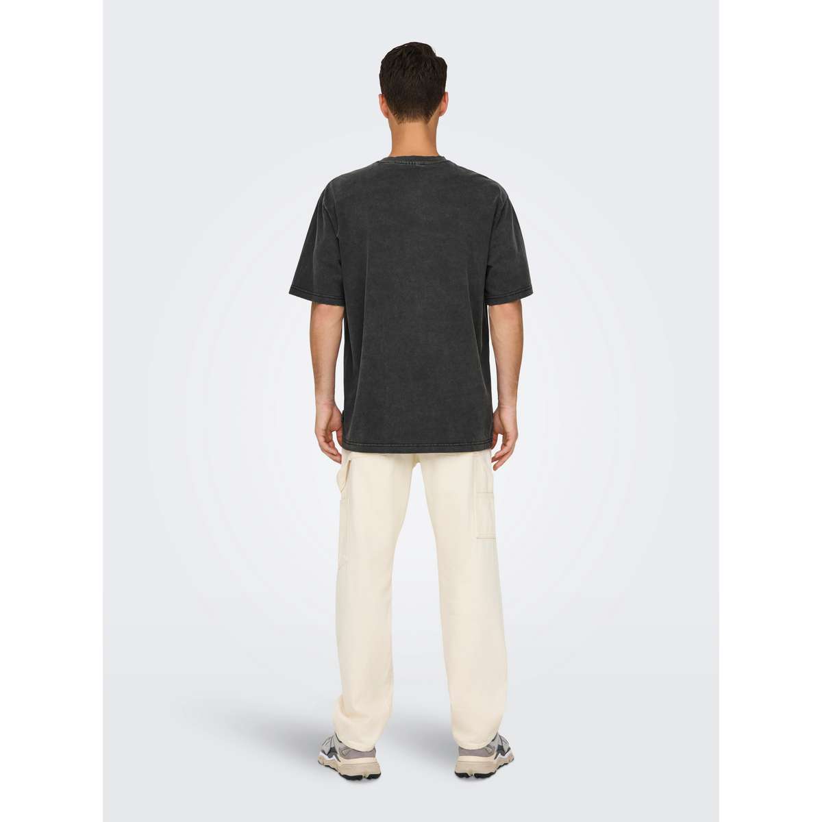 ONLY & SONS MEN΄S RELAXED FIT COTTON DISTRESS T-SHIRT BLACK - Μαύρο - M
